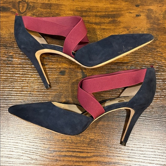 Boden Arabella pumps size 39 US Size 8 Navy Blue Suede Purple Pointy Toe Shoes - Picture 3 of 6